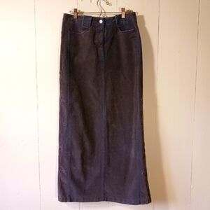 Vintage faux suede distress maxi western skirt